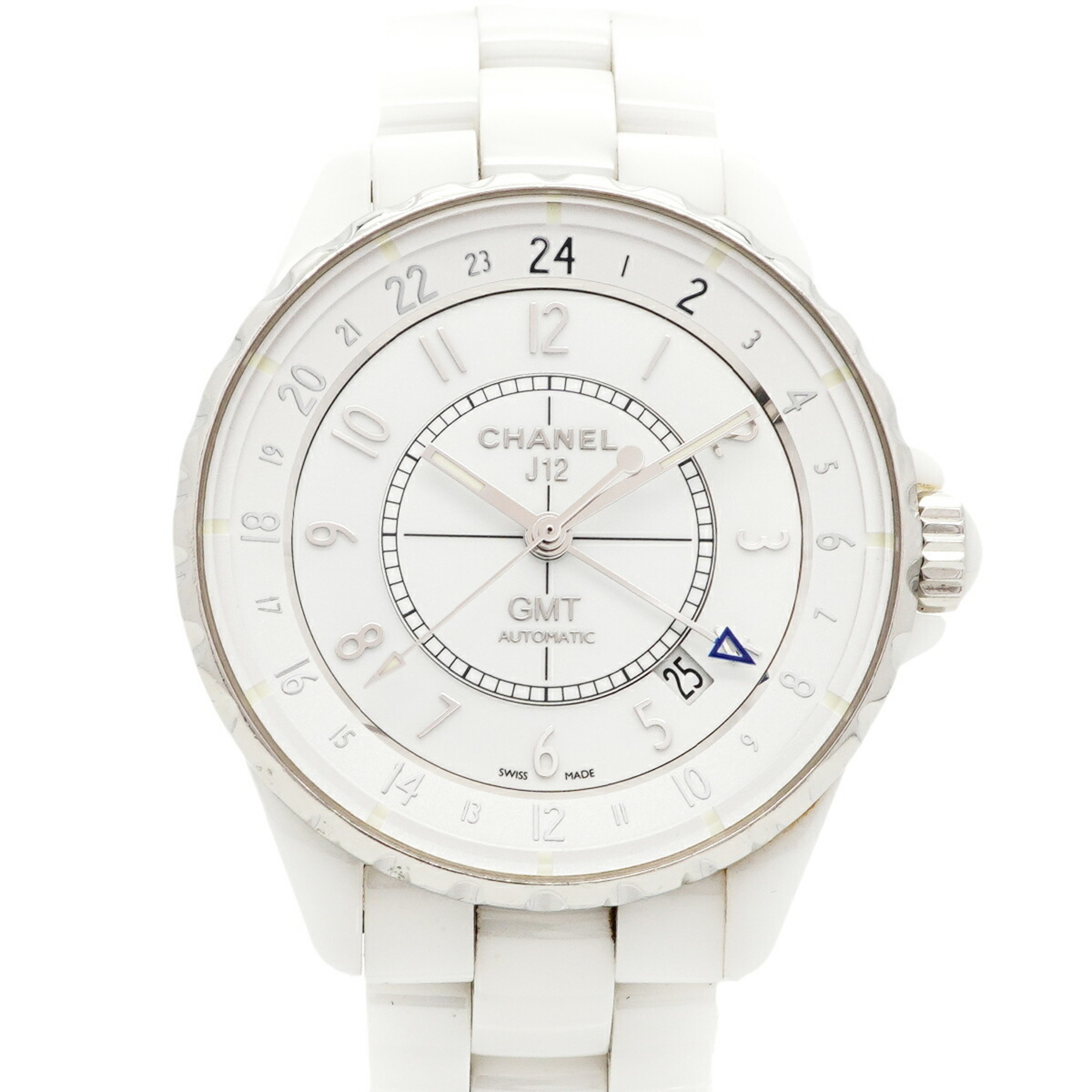 Chanel J12 Gmt H3103 White Dial Mens Watch